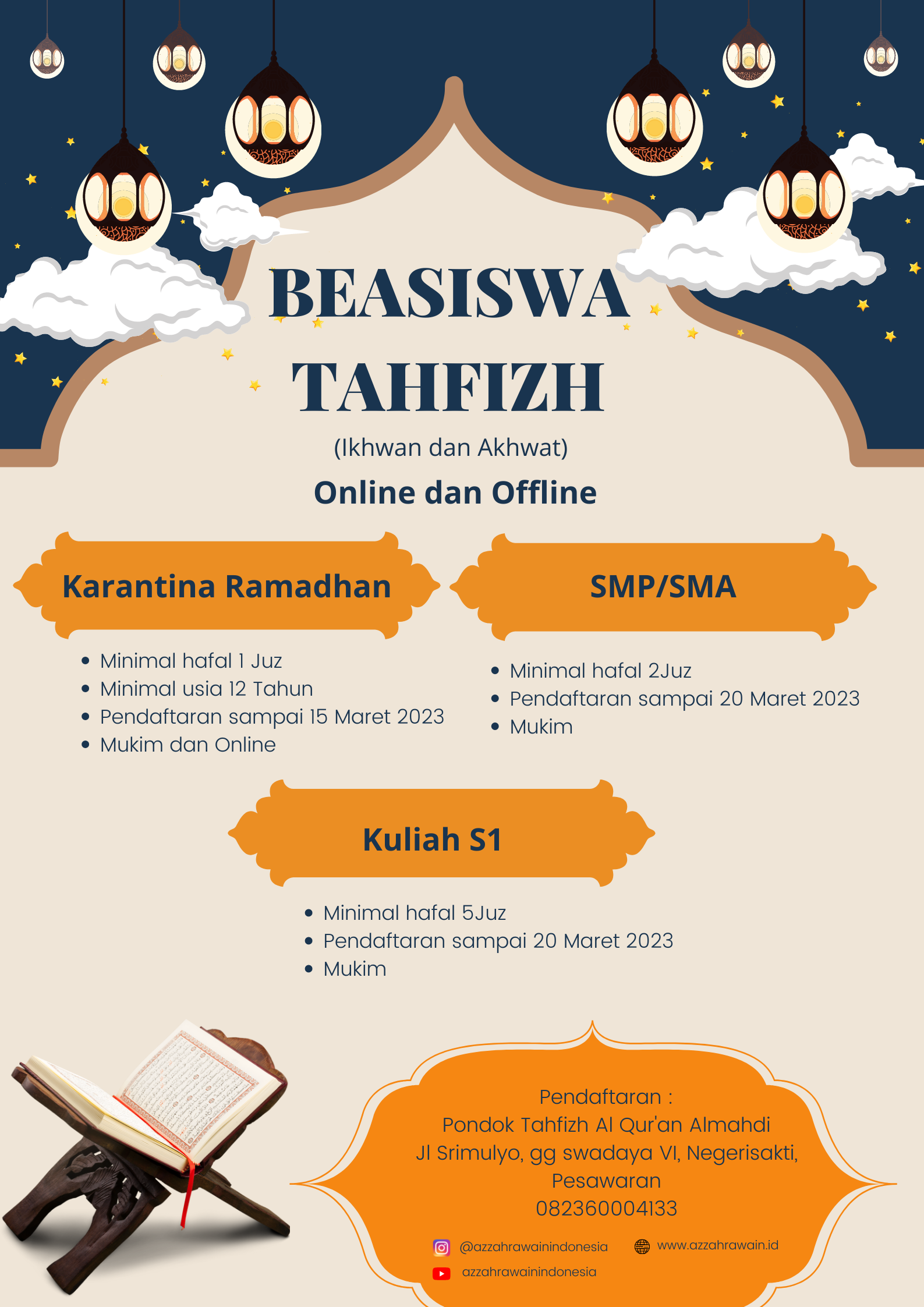 Beasiswa Tahfizh Azzahrawain Indonesia